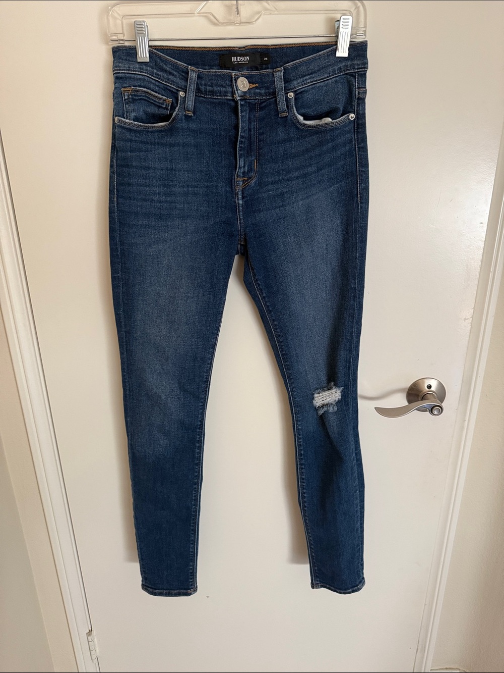 Hudson Nico Skinny Jeans in Dark Blue Denim with Kneeslit